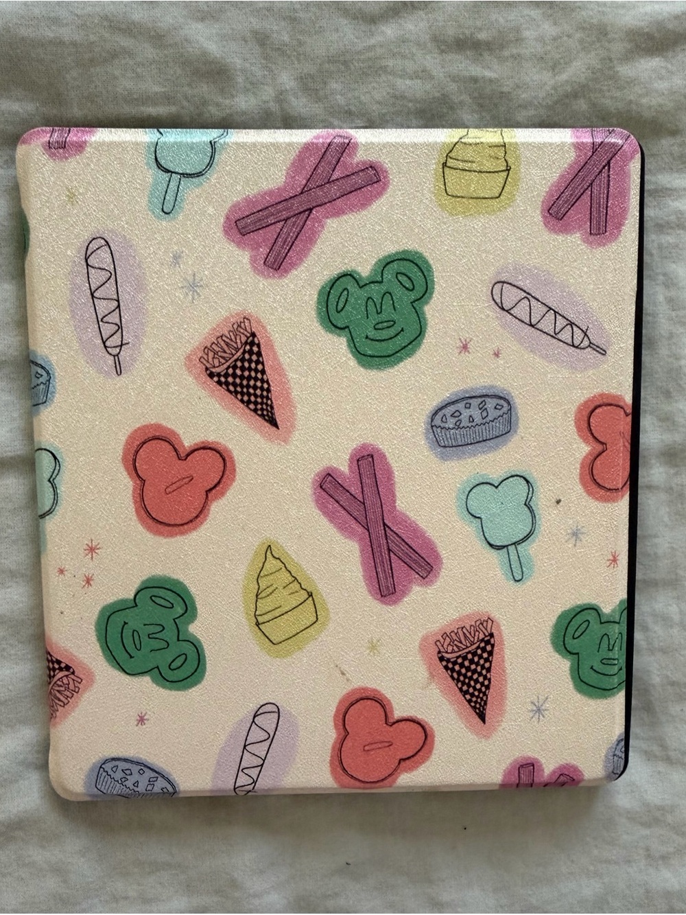 Kids Cute Snacks Pattern Tablet Sleeve - Pink Multicolor